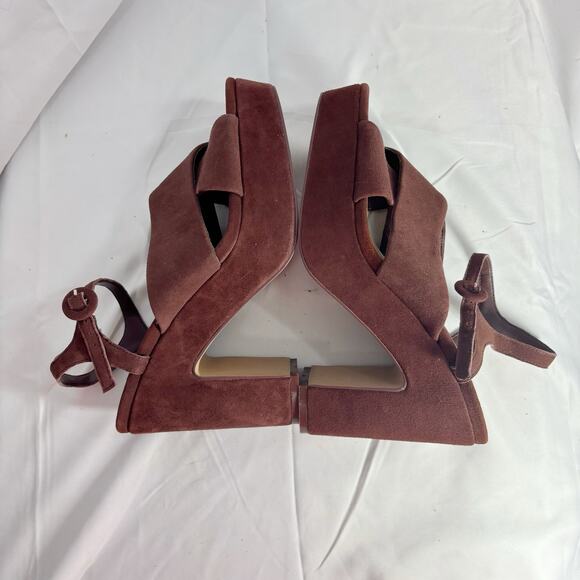 Splendid “Pandora” Strappy Wedge Sandal Raisin Suede Size 7.5 - Picture 5 of 6